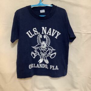 k48.キッズビンテージプリントTシャツ古着アメカジUSA子供服MADE IN USA アメリカ製USネイビーUSNAVY