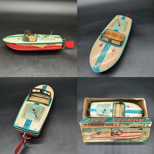 【A1256】ブリキ スピードボートDAIYA RUNNER BOAT おもちゃ 当時物 古道具 古玩具 現状品 レトロ ビンテージ 動作確認しておりません 元箱