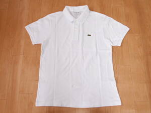 ☆DEVANLAY社　LACOSTE/ラコステ.CLASSIC FIT　鹿の子半袖ポロシャツ　シンプル無地白ホワイト　サイズ4 中古良品！クラッシックフィット