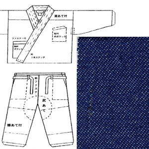 作務衣 さむえ 特製 本格　修行僧仕様　綿　ブリーチデニム　DENIM「紺藍」　M寸