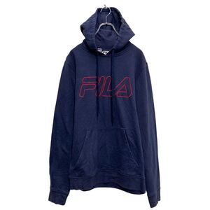 FILA プリント スウェット パーカー フィラ S ネイビー プルオーバー 古着卸 アメリカ仕入 a609-7301