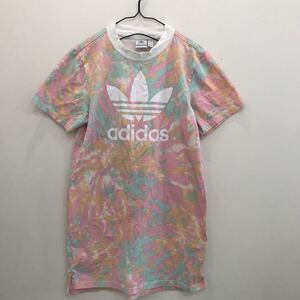 EI1639 adidas アディダス　半袖Tシャツ　ロング丈　藍染風柄物　カラフル　レディースM