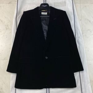 未使用級 ハンガー付き◎SAINT LAURENT PARIS サンローランパリ ベロア テーラードジャケット 2021年モデル 現行 近年 ブラック 黒