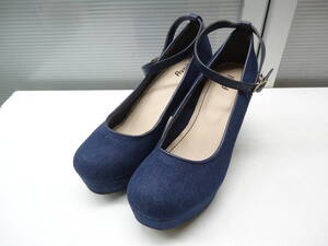 AVAIL/アベイル■L(24.0cm程度)■デニム ストラップ パンプス■NAVY/ネイビー/紺■#20519MK631_23