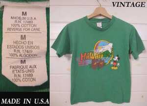 80s ビンテージ Diesney ミッキーマウス Tee ハワイアン Hawaii プリント USAアメリカ製 VINTAGE