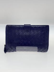 BOTTEGA VENETA◆2つ折り財布/レザー/BLU/レディース