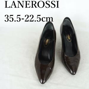 MK4316*LANEROSSI*ラネロッシ*レディースパンプス*35.5-22.5cm*こげ茶