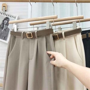 ストレート スーツパンツ ロングパンツ カジュアル シンプル きれいめ 大きいサイズあり XL コーヒー色