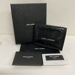 美品　本物　最高級　SAINT LAURENT 　サンローラン ３つ折り 財布 　コンパクト　ミニ　財布　 カードケース　メンズ　 ウォレット