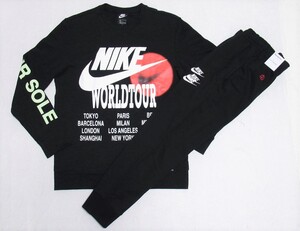 NIKE NSW WORLD TOUR 長袖 Tシャツ パンツ セットアップ 黒 M ナイキ ワールドツアー スウェット 上下セット DA0630-010 DN4390-010