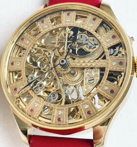 下取＆値引き交渉あり 1896年 パテックフィリップ懐中時計ムーブメント使用カスタム腕時計フルスケルトン フルエングレービング
