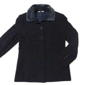 【アクアスキュータム/Aquascutum】パイル地 レディースジャケット 11号 ダークグレー