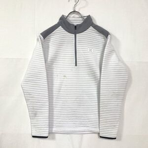 UNDER ARMOUR/アンダーアーマー ジップアップシャツ 長袖 襟付き ホワイト グレー SM/P メンズ　ジャージ