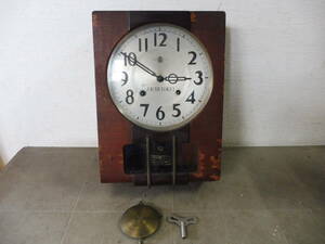 「6054/T9A」AICHI TOKEI DENKI 愛知時計 振り子時計 ゼンマイ時計 SPECIAL CLOCK 壁掛け時計 ボンボン時計 柱時計 木製 中古 昭和レトロ 
