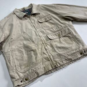 ビッグサイズ☆90s USA製 Woolrich フルジップ コットン ワークジャケット L カーキ ビンテージ ベージュ スイングトップ デトロイト 80s