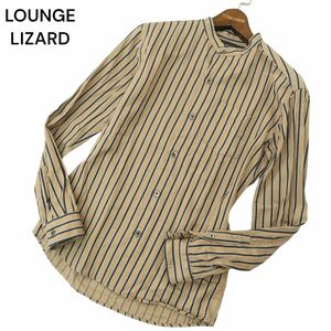 LOUNGE LIZARD ラウンジリザード 通年 長袖 バンドカラー★ ストライプ シャツ Sz.1　メンズ 日本製　A4T04046_4#C