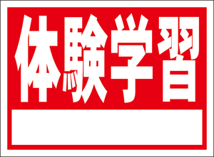 お手軽看板「体験学習（白枠付）」屋外可・書込み可