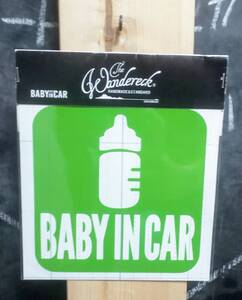 ★送料無料★ 新品 The Wandereck ステッカー BABY IM CAR ザ ワンダレック MILK アウトドア DIY グリーン 12cm