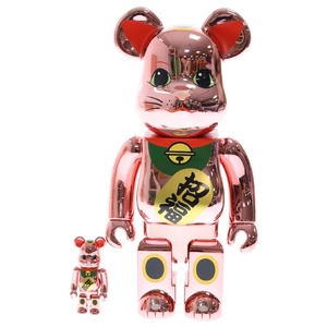 MEDICOM TOY メディコムトイ BE@RBRICK 招き猫 開運 桃金メッキ 100%&400% フィギュア 人形 ピンク