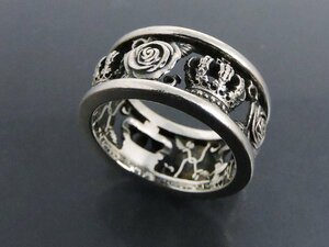 シルバー925 J.D. ジャスティン デイビス 指輪 リング 薔薇 王冠 透かしデザイン 幅約9.5㎜ 12号