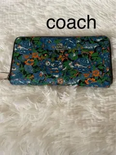 コーチ COACH 財布 長財布 ローズ PVCジップアラウンド　花　鳥