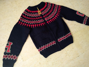 ◎HYSTERIC GLAMOUR×CANADIAN SWEATER ヒステリックグラマー×カナディアン セーター カウチンニットsize S (日本M相当)紺made in CANADA