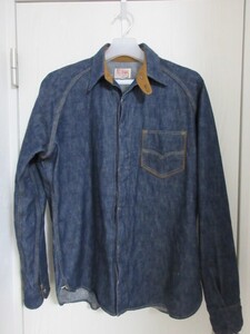 美品☆DELUXEWARE/デラックスウエア　7640　USL　DENIM SHIRT　40s　デニムシャツ　ワークシャツ　長袖　アメカジ　インディゴブルー　