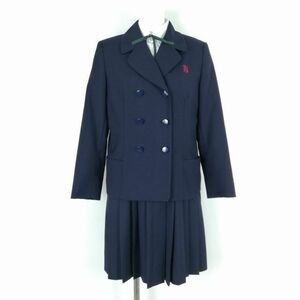 1円 ブレザー ジャンパースカート 紐タイ 上下4点セット 155A カンコー 冬物 女子 学生服 神奈川浜岳中学 紺 制服 中古 ランクB NA8866