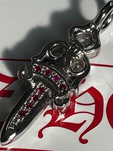 †Chromehearts†クロムハーツ†新品加工　ダブルダガー　ペンダント　チャーム　WGホワイトゴールド　パヴェ　ピンクスピネル　インボイス