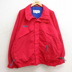 XL/古着 コロンビア 長袖 ナイロン ジャケット メンズ 90s 大きいサイズ 赤 レッド 24nov20 中古 アウター