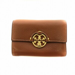 トリーバーチ TORY BURCH ミラー MILLER 三つ折り財布 ウォレット ロゴ金具 レザー 茶 ブラウン ■GY18 /MQ レディース