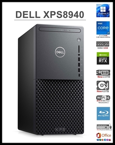 ★DELL XPS8940/i7-11700K 8コア/RAM 32GB/RTX3060 12GB/新品 NVMe SSD 2TB+新品 HDD 4TB/Wi-Fi 6/Blu-ray/USB3.2/Win11Pro/Office2021★