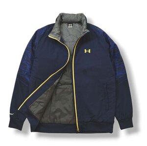 ★防寒素材 アンダーアーマー UNDER ARMOUR COLD GEAR コールドギア 中綿 ウィンド ジャケット L ネイビー フード 収納 スポーツ ウェア★