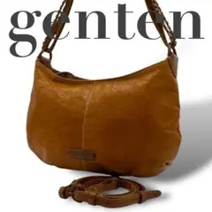 genten ゲンテン　ショルダーバッグ　ハンドバッグ　2way レザー　茶色