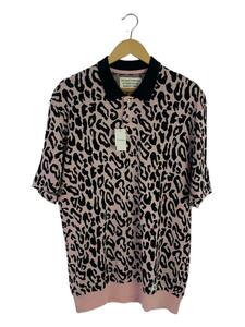 WACKO MARIA◆LEOPARD KNIT POLO SHIRT/XL/コットン/PNK/レオパード