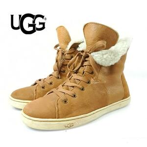 hws00801 アグ UGG Australia スニーカーブーツ ムートン ハイカット New Jeans ハニ レースアップ 24cm ブラウン