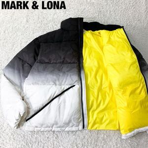 未使用級 XL相当 MARK&LONA マークアンドロナ ダウンジャケット バックロゴ 迷彩 カモフラ スカル 肉厚 極暖 軽量ブルゾン 黒 白 近年 1円