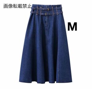 vintage ヴィンテージ レトロ デニム フレアスカート ボトムス Mサイズ レディース★ZARA 好きな方に★2024 S/S 春新作 新品未使用★