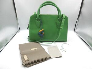 ◎RADLEY ラドリー 2Way 斜め掛け ショルダー ハンドバッグ 緑 グリーン系 レザーチャーム付き 中古 個人保管品