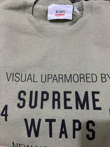 未使用　新品　21AW SUPREME シュプリーム WTAPS Crewneck XLダブルタップス クルーネック スウェットトレーナー ライトオリーブ