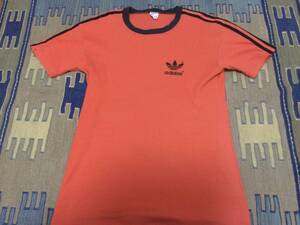 vintage adidas Tシャツ オレンジ 黒 トレフォイル ビンテージ アディダス ヴィンテージ　80s 