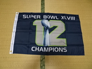 激レア マニア必見 NFLアメフト 第48回スーパーボウル【Super Bowl XLVIII】【Seattle Seahawks #12】チャンピオンフラッグ(小)中古美品