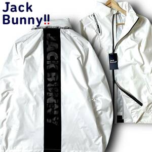 新品 Jack Bunny!! ジャックバニー パーリーゲイツ 定価2.7万 撥水透湿 ナイロンストレッチ ビッグロゴ ジャケット ブルゾン 4 M ◆B4692