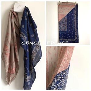 新品☆SENSE OF PLACE 大判バイカラーペイズリースカーフ