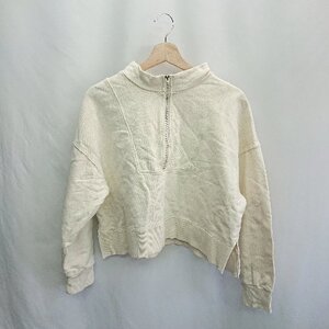 ◇ ⊇ BEAMS ビームス ハーフジップ 裏起毛 長袖 トレーナー サイズ1 ベージュ系 レディース E