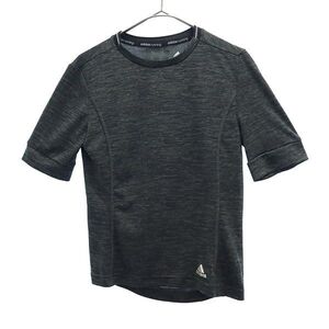 アディダス ワンポイントプリント ランニング 半袖 Tシャツ S グレー adidas スポーツ ウォームアップ クルーネック レディース