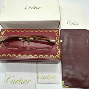 超希少◇Cartier カルティエ ウッドテンプル サングラス メガネ ヴィンテージ 純正レンズ ゴールド ブラウン メンズ レディース