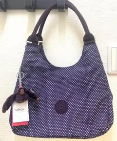 新品未使用　KIPLING キプリング　ショルダーバッグ　ドット柄　パープル