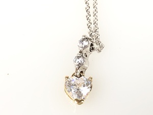 美品　スタージュエリー　STAR JEWELRY　ハート　ネックレス　シルバー925×K18×ラインストーン　YAS-2648