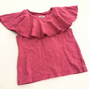 【新品　Ocean&Ground オーシャン&グラウンド トップス ノースリーブ ビッグフリル ピンク 110cm Tシャツ　ビッグカラー　大きい　ボルドー